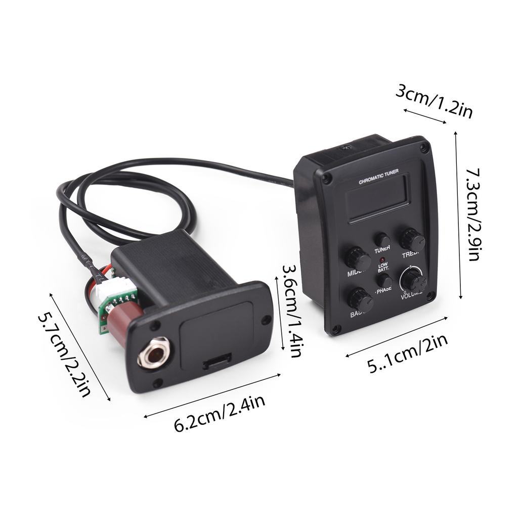 Acoustic Guitar Pickup EQ 4-Band Equalizer BASS/MIDDLE/TREBLE/PRES Pickup LCD for Folk Classical Guitar Accessories EQ-4T