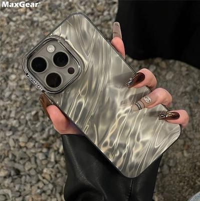 Coque de protection en silicone brillant effet ondulé pour iPhone 16, 15, 14, 13, 12, 11 Pro Max Plus, effet esthétique