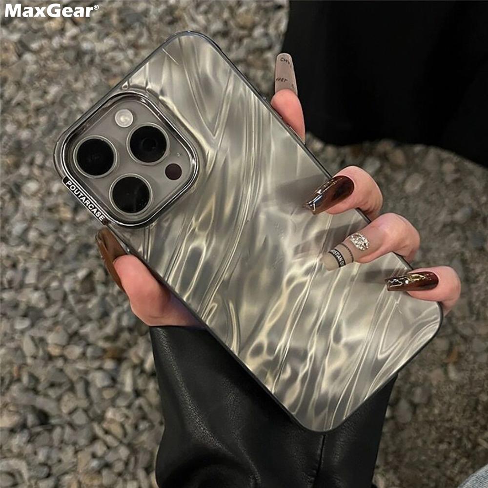 

Роскошный силиконовый блестящий чехол с водяной рябью для iPhone 16 15 14 13 12 11 Pro Max Plus, эстетическая защита камеры, классный чехол For iPhone 16 Pro