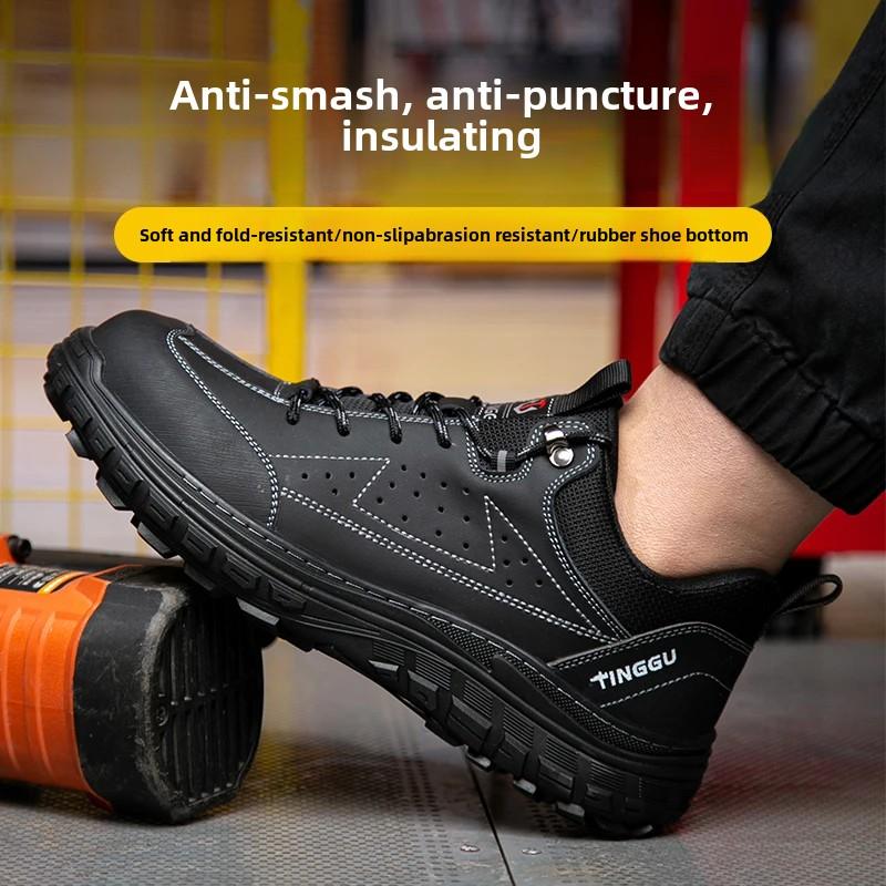 Genuine Leather Composite Toe Breathable Insulation Men Work Safety Shoes Anti Smashing Anti Slip Cowhide Labor Shoes Sneakers