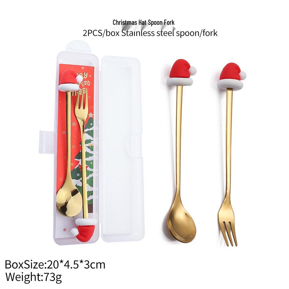 Christmas Tree Spoon & Fork Set – Santa Claus Holiday Gift