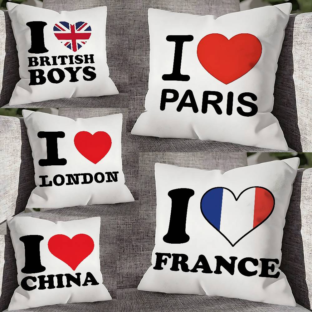 Hot Cites I Love NY LONDON Throw Pillow Case For 55cm 40cm 45cm 50cm 30cm Square Office Pillowship Cover
