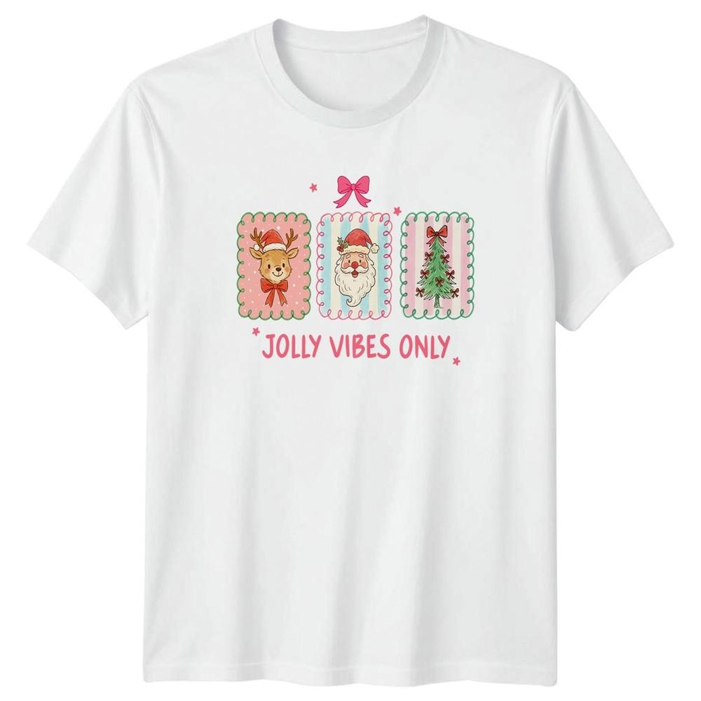Jolly Vibes Only Christmas Holidays Unisexs TShirt Unisexs Tee Graphic Top S