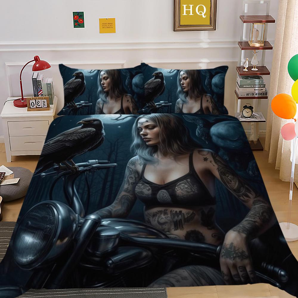 Beauty Skull bedrucktes Trösterbezug-Set, Doppelbettgröße, Mikrofaser-Tagesdecken, modische, hochwertige Heimtextilien