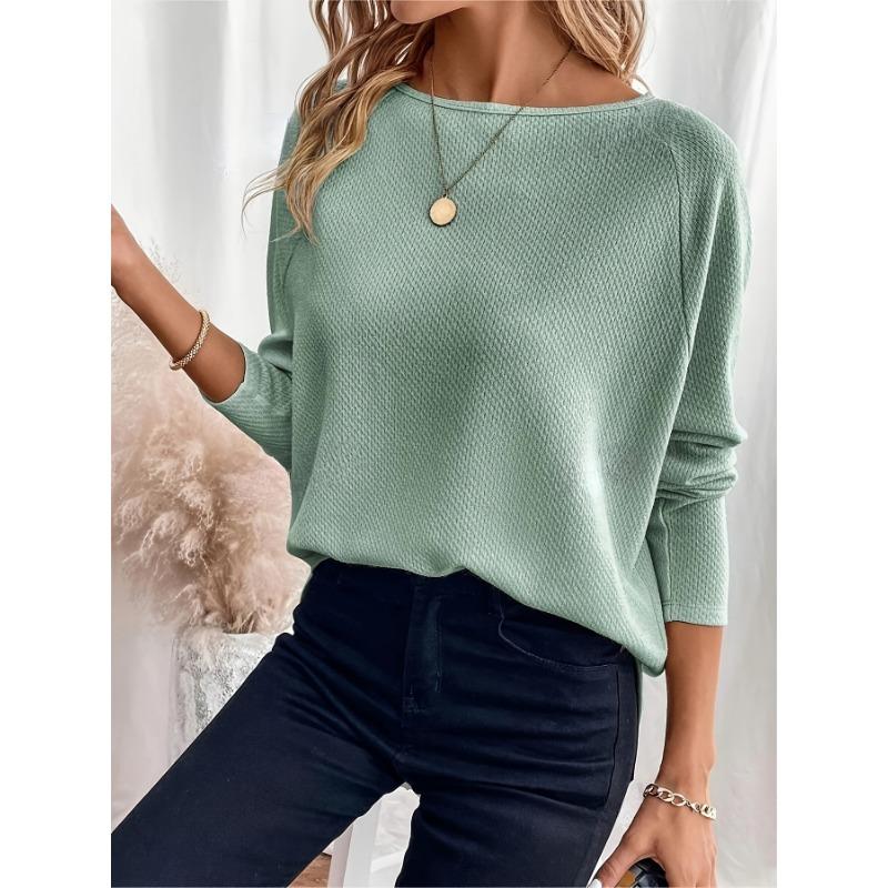 Women S Waffle Knit Off Shoulder Long Sleeve Pullover Top