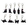 2D Flat Acrylic Cat Charm Keychain Pendant Black Cat Hanging