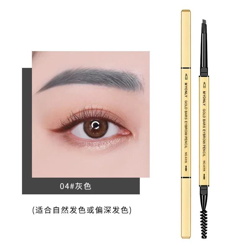 Small Gold Stick Double-Headed Eyebrow Pencil Ultra-Thin 3D Definition Lasting Non-Smudge Triangle Shape for Perfect Brows