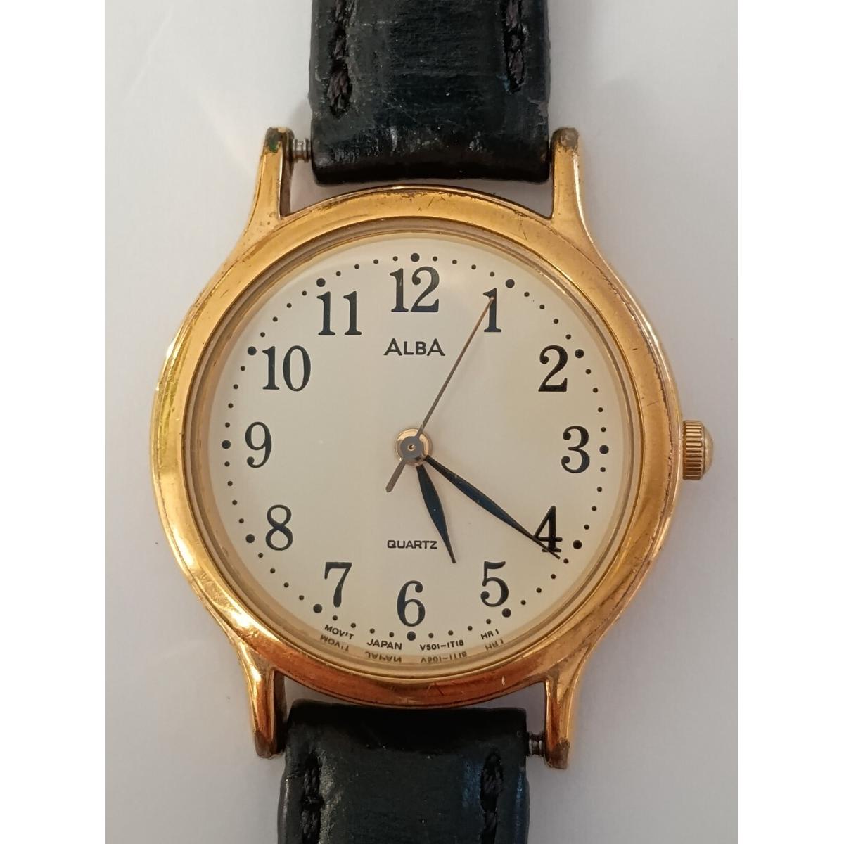 Working Battery replaced Seiko SEIKO ALBA V501-6K00 Women s Leather Band