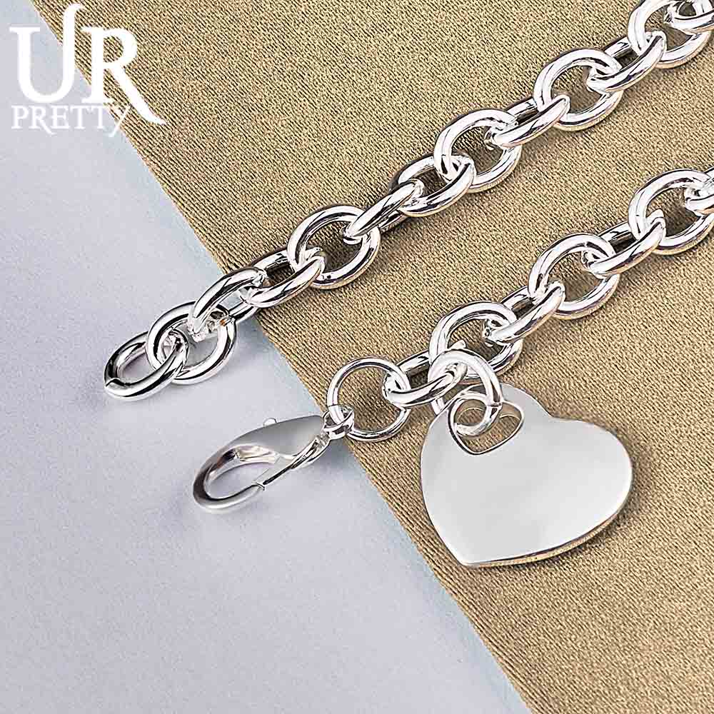 925 Sterling Silver Heart-shaped Pendant Bracelet Fashionable Wedding Jewelry