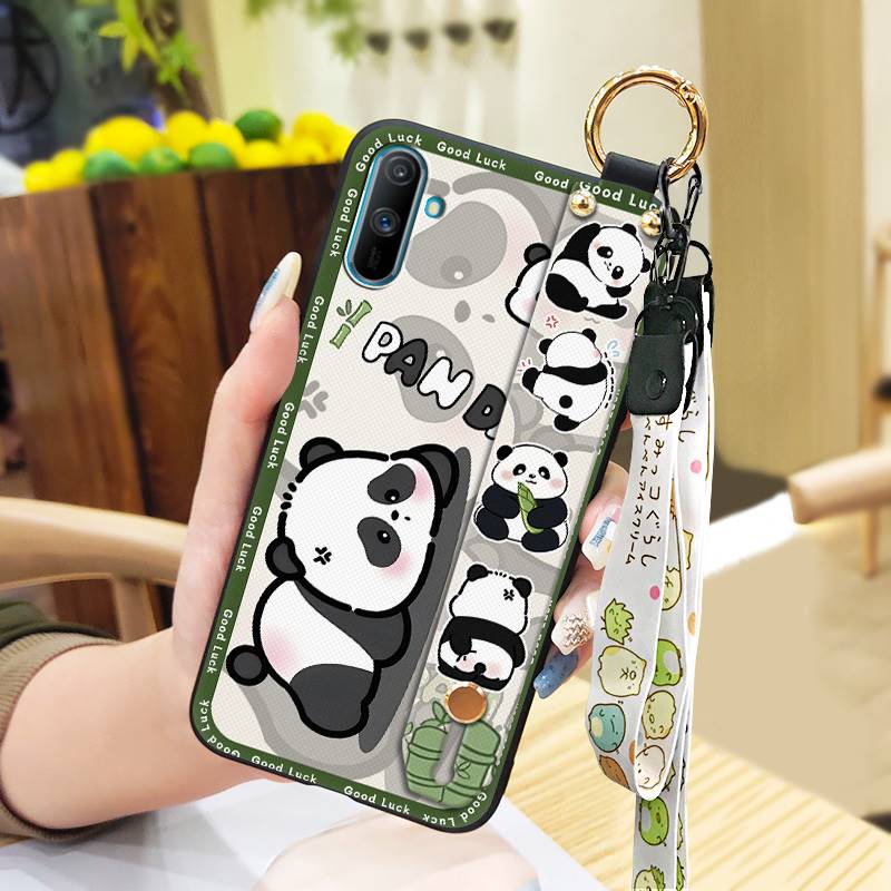 Ring Anti-knock Phone Case For OPPO Realme C3/C3i/Narz N10A Fashion Design Cartoon Dirt-resistant Durable Silicone Panda