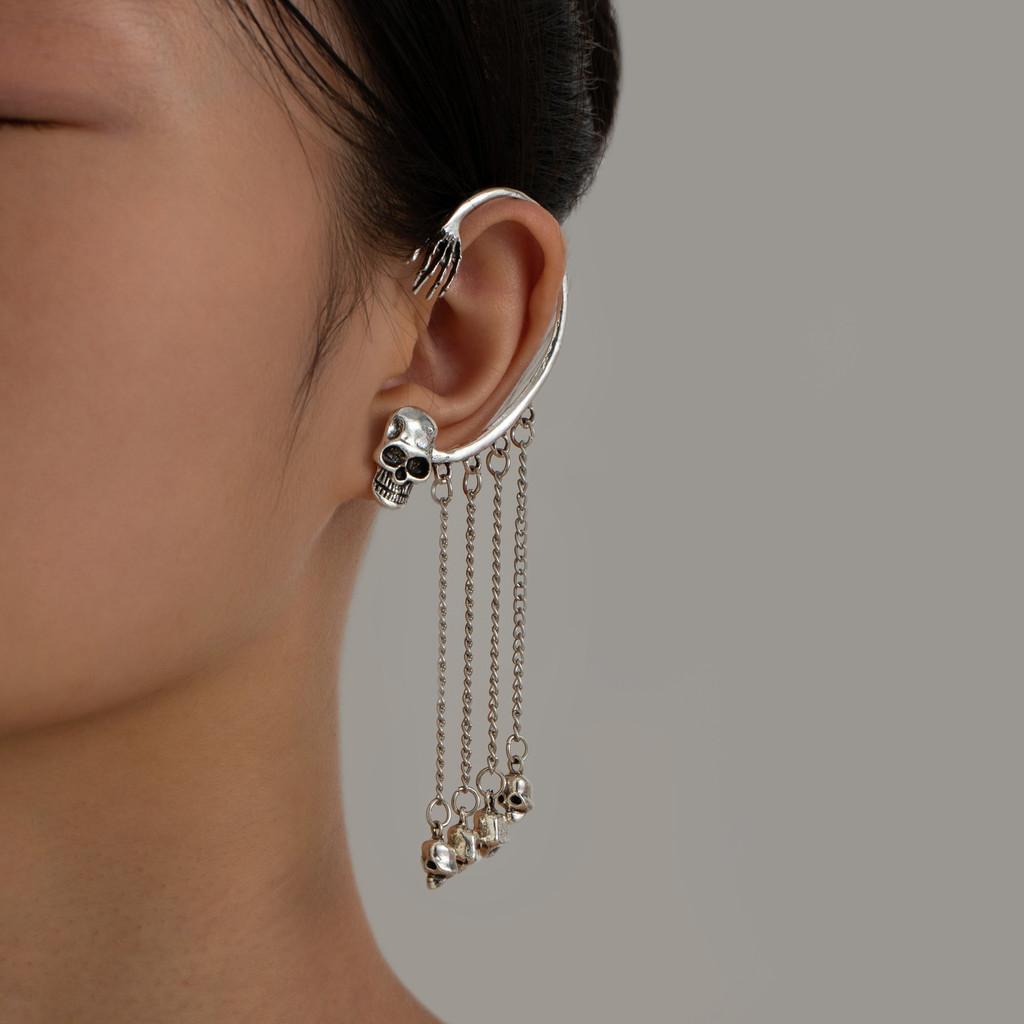 Gothic Unique Skull Head Earrings With Exquisite Long Tassels For Men And Womens Fashion