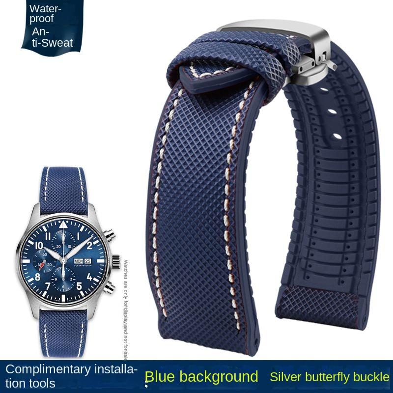 20mm 22mm 23mm 24mm Nylon Rubber Bottom Waterproof Watch Band for Longines IWC Pilot Mark 18 Seiko Omega Series Watchband Strap