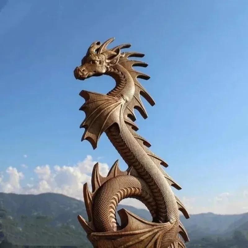 Retro Style Simulation Dragon Statue Wall Hanging Unique Dragons Decor Resin Courtyard Garden Home Decoration Artwork Craft Gift