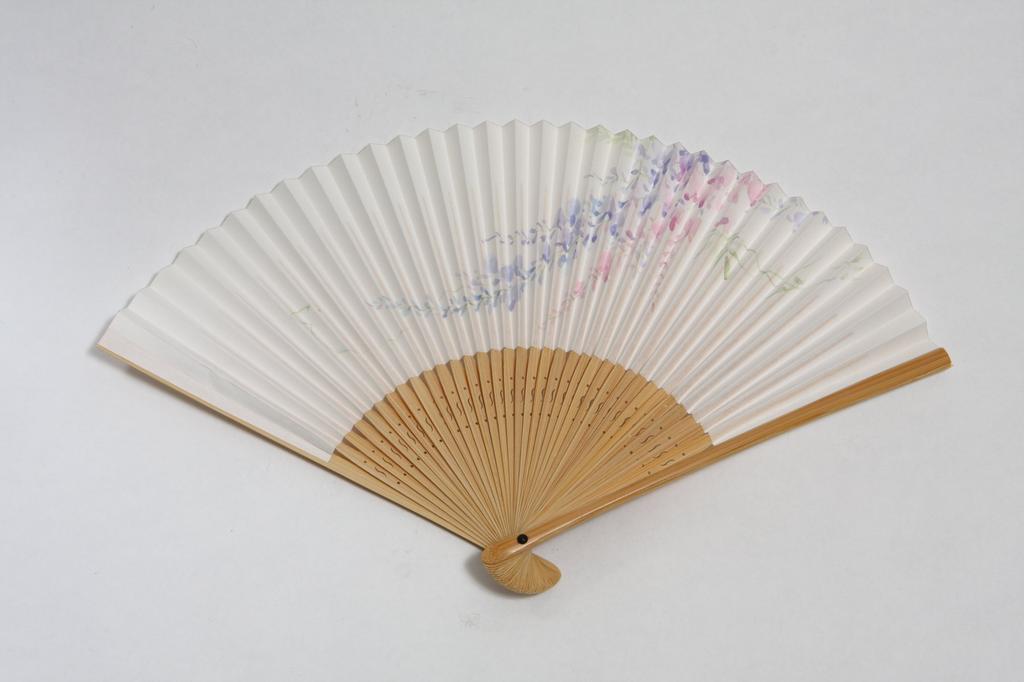 Hasegawa Women's Folding Fan with Pouch and Presentation Box, Made In Japan (Wisteria Flower Design)