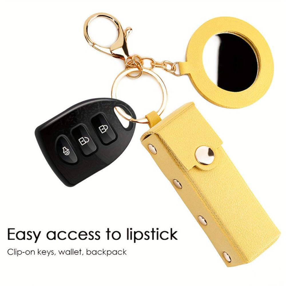 Lipstick Storage Box Mini Cosmetic Bag with Mirror Key Chain Simple Lipstick Bag Girls