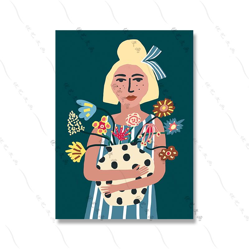 

Мультфильм абстрактное лицо без улыбки фотографии домашний декор скандинавские девушки холст живопись настенное искусство красочные постеры с принтом для гостиной 40x50cm No Framed