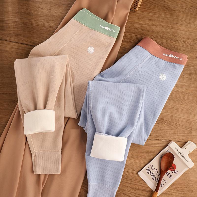 Herren Mid-Rise Warme Baumwollhose mit geripptem Schriftzug - Elastisch, strapazierfähig, kältefestes Baselayer für Herbst/Winter.