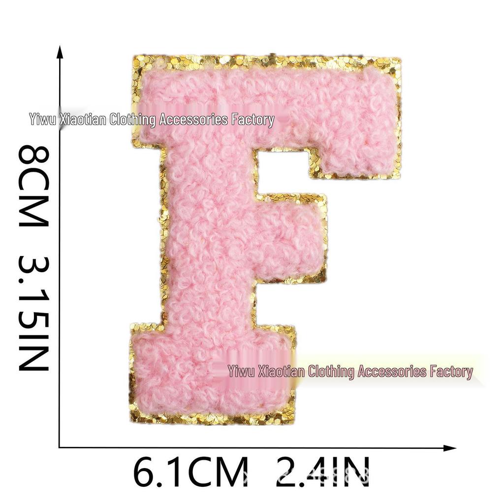 Roaring Sky Chenille Gestickter Englischer Buchstabe Aufbügler, 8cm