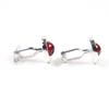 Excellent Dunhill Cufflinks  Engraved logo Round shape Silver Red Colored stone Used