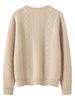 Women's Thickened Hollow-Out Cashmere Cardigan, Round Neck, Button-Up, Long Sleeve Wool Outerwear with Drop Shoulders.