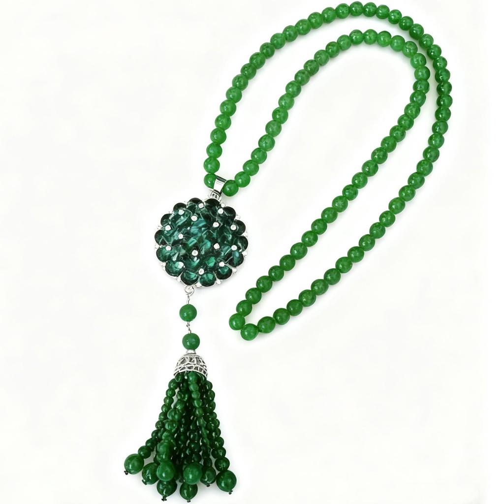 Vielseitige grüne Ruyi-Anhänger-Halskette - Hochwertiger Retro-Stil für Damen