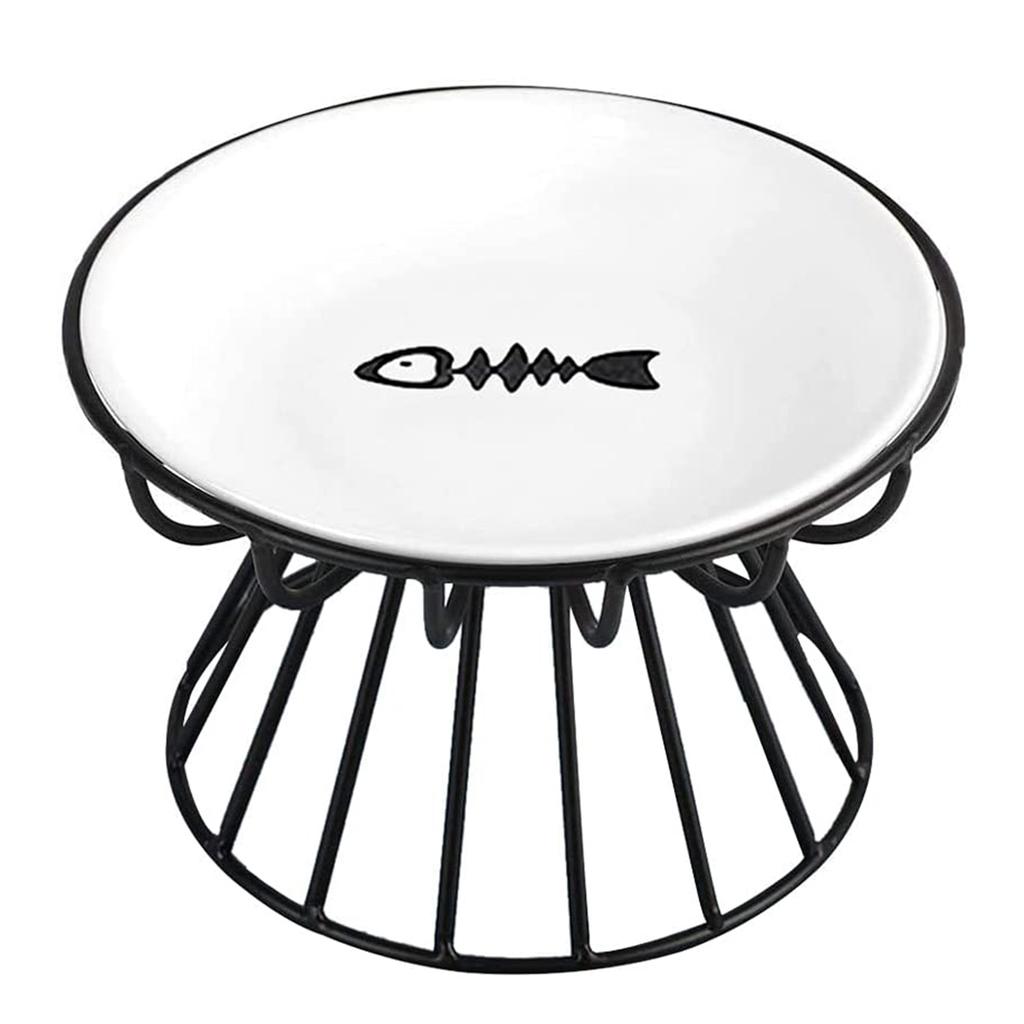 Pet Food Plate and Rack Set Whisker-Friendly Anti-Vomit Cat Plate Set for Cats and Small Dogs