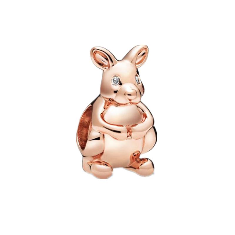 Brillante Europeo Bricolaje Serie Oro Rosa Chapado Flor BOO Colgante Clip Pata Corazón Cuenta Ajuste Pulsera Plata Joyería Regalos