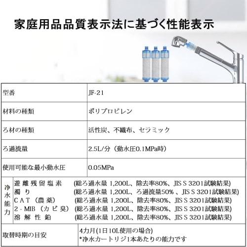 Genuine JF-21 JF-21-2 Replacement Water Purification Cartridges, High Chlorine Removal Type (Pack of 2)