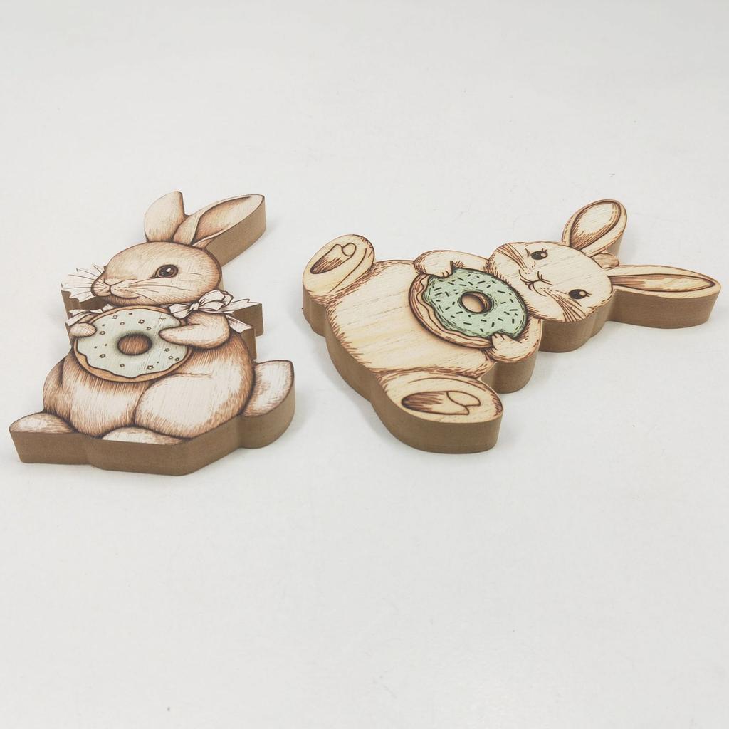 Wooden handicrafts, rural ornaments, cute Easter rabbits, Easter party gifts