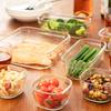 Iwaki Glass Storage Container Olive Green Square 4 Piece Set Pack Microwave Heat-resistant & PC-PRN4G41
