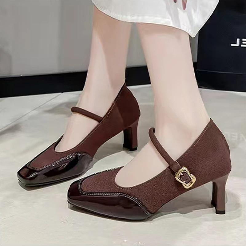 Fashion Square Toe  Women Sandals Jane Shoes Summer Shoes  2025 Sexy Chunky Shoes Dress Wedding Pumps Zapatillas