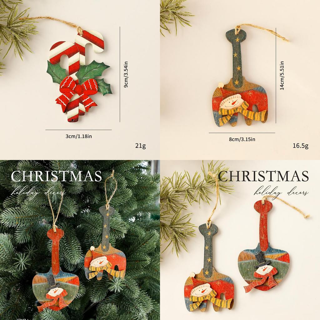 Creative Wooden Christmas Tree Decorations With Cartoon Style For Holiday Scene Decor