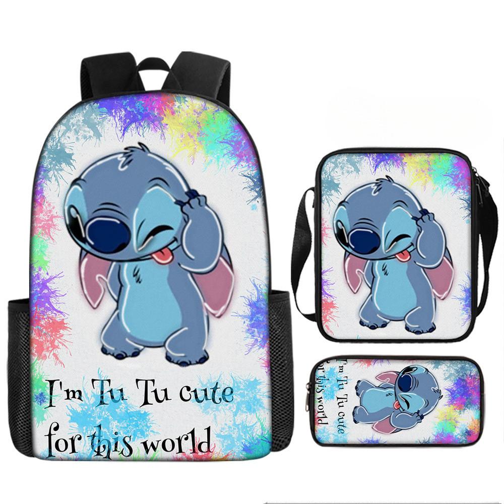 Disney Stitch School Backpack Oxford Cloth Lightweight Breathable Bookbag For Kids