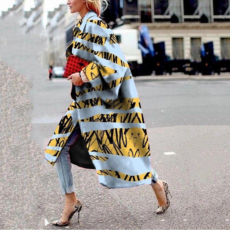 

2023 Spring & Fall Wish Independent Station Amazon Long Flared Sleeves Outwear Print Loose Trench Coat Women s Coat Coat Picture Color 5 5XL
