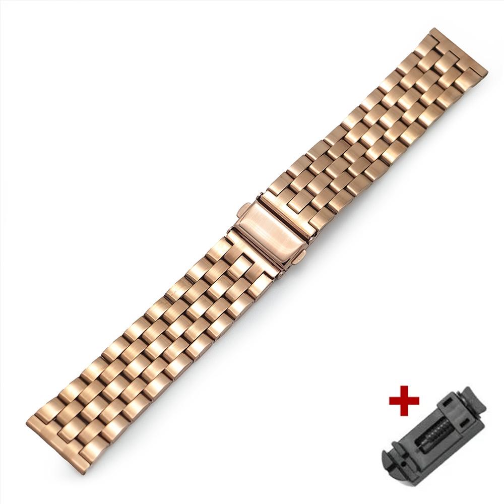 Stainless Steel Watchband Metal Watch Band Premium Solid Polished Bracelet Straps Curved End 24mm 23mm 22mm 21mm 20mm 19mm 18mm