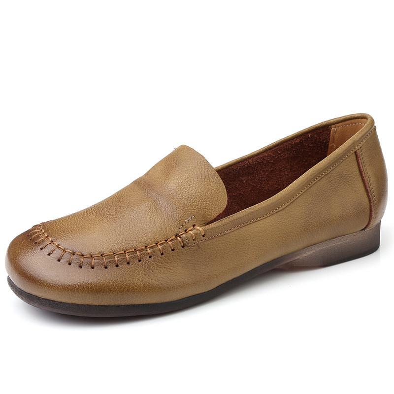 

Модные женские лоферы GKTINOO Весна Натуральная кожа Комфортные Плоские Широкие Туфли Слипоны Модная женская обувь Zapatos De Mujer 10