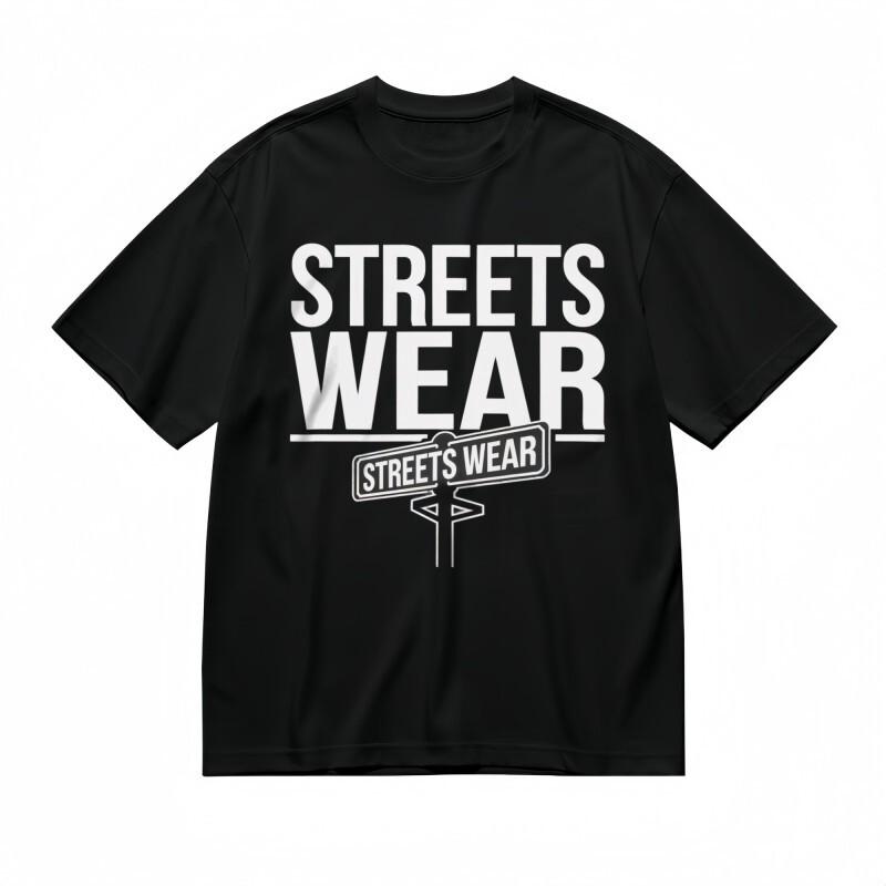 

Men s T-shirt With White Text and Street Sign Graphic Unisex Black 100% Cotton Tee M