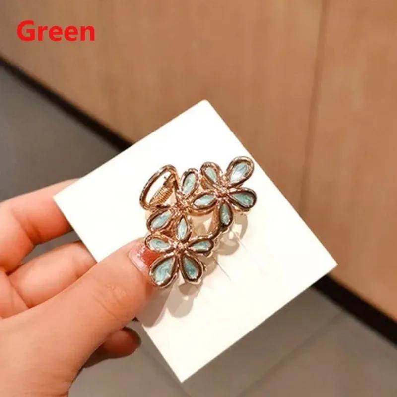 

1 шт. Модная мини-заколка для волос в виде цветка для женщин, милый стиль, заколка-краб, аксессуары для волос зелёный