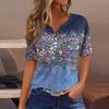 Women's T Shirt Tee Print Button Short Sleeve Daily Weekend Fashion Basic V- Neck Regular Top