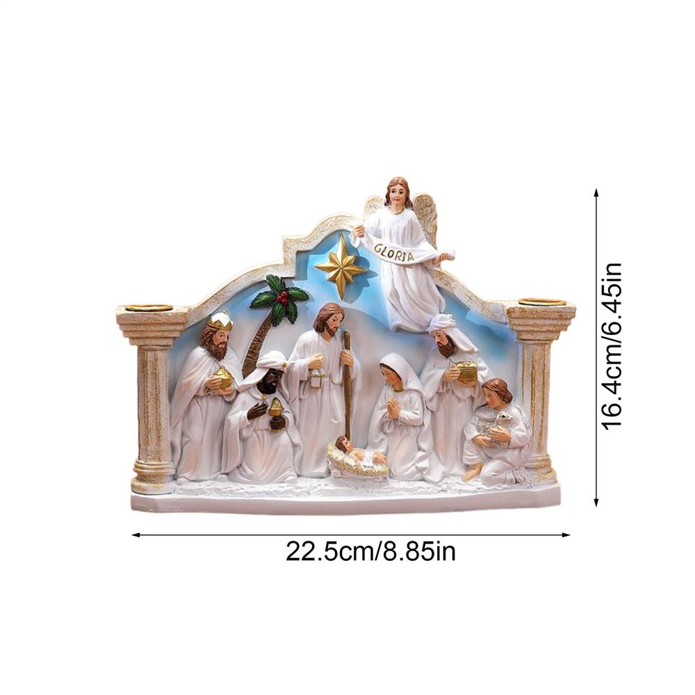 

Nativity Advent Candle Holder Christmas Candlestick Decorations Resin Nativity Statue Ornament Catholic Christian Candle Holder