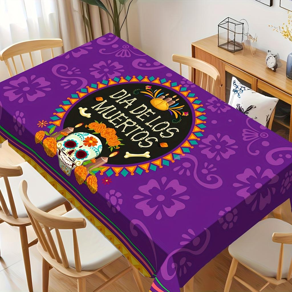 Day of The Dead Rectangle Table Cloth for Table Decor Holiday Party Waterproof Reusable Tablecloth for Tables Kitchen Dining