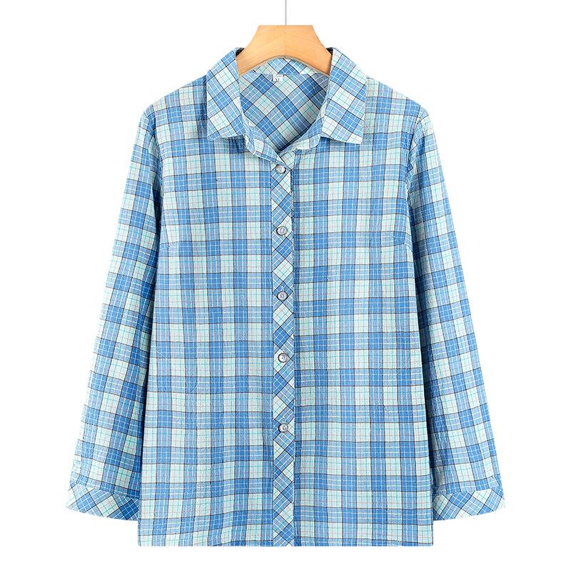 

2026 New Style Plaid Pure Cotton Shirt for Moms and Elderly Women 3XL (110-125 jin)