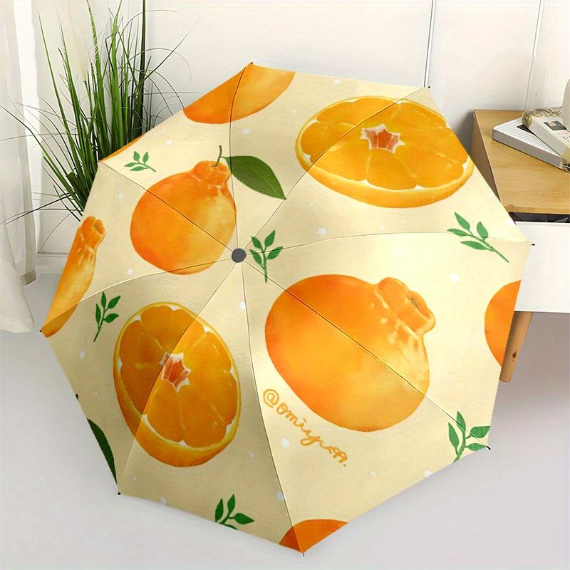 1pc Oranges Citrus Automatic Open/Close Umbrella with One Touch Button,, Windproof Design   Lightweight Portable Umbrella for Women & Men6102