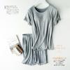 Threaded Cotton with Chest Pad Pajamas Short Sleeve Knitted One Half Sleeve + Shorts Pajamas Solid Color Simple Large Size Suit