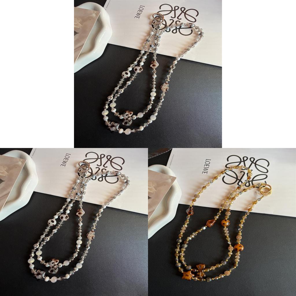Leopard Print Butterfly Knot Phone Chain With Beaded Keychain For Women And Men