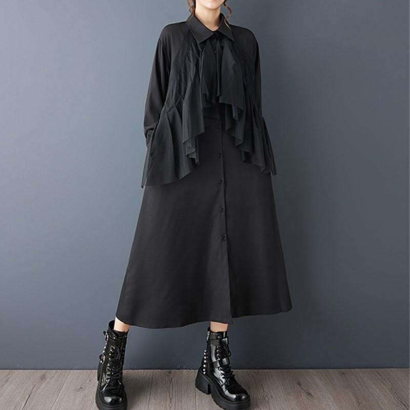 Long sleeve Plus size vintage new in dresses for women casual loose Spring autumn shirt dress