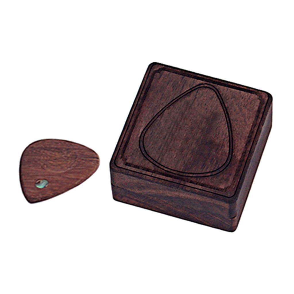 Guitar Pick Storage Box with Guitar Picks Practical Wooden Guitar Picks Holder Guitar Plectrums Gift for Guitar Players