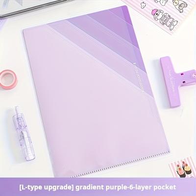 Gradient Multi-Layer Folder A4 Subject Classification Test Paper Folder Transparent L-Shaped Folder 6-Layer Classification File