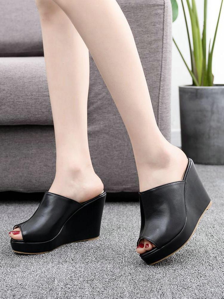 Summer 2025 Wear Ultra-High Heels Fashionable Fish-Mouth Slope Heels Flip-Flops Waterproof Platform Sandals And Roman Sandals