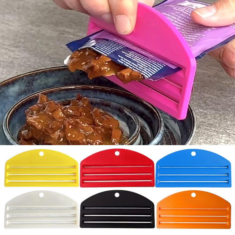 1/2/3 Piezas Exprimidor de Comida para Gatos Herramienta para Exprimir Comida Dispensador de Comida para Mascotas 3 Grosor Portátil Extrae Eficazmente Comida de Bolsas